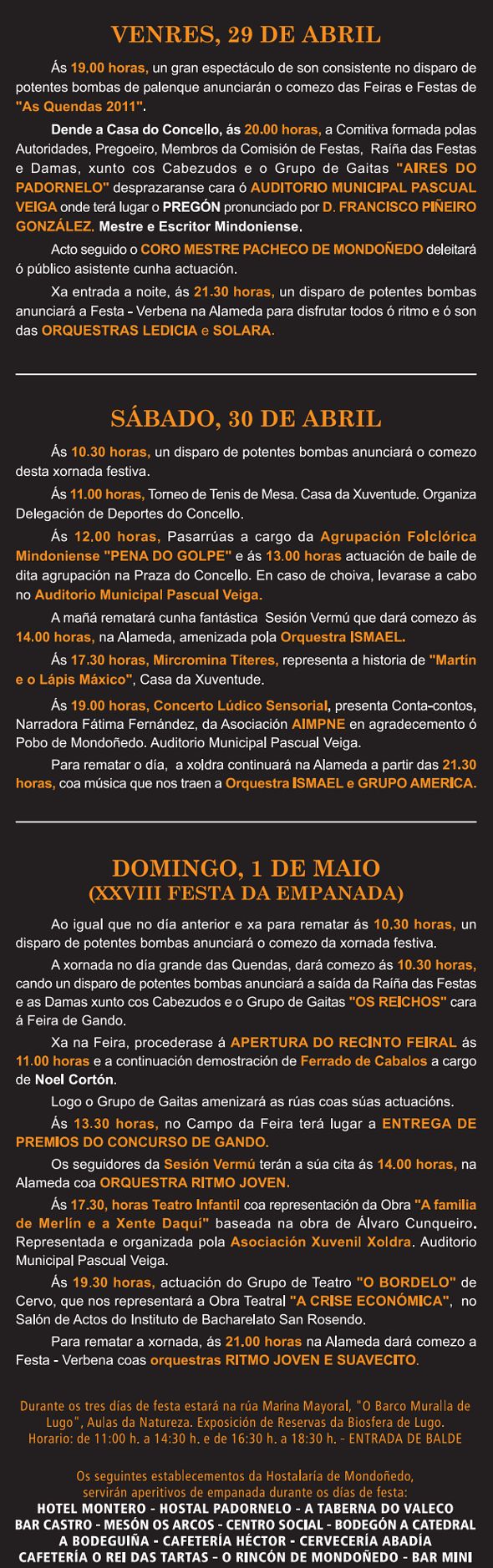 Programa As Quendas 2011 Programa As Quendas 2011